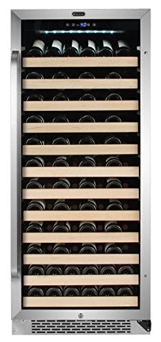 100-Bottle Stainless Steel Wine Refrigerator with LED Display - Black Cabinet