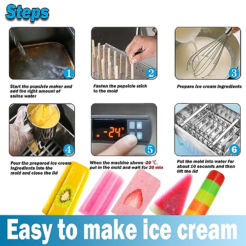 Commercial Ice Cream Bars Maker with Custom Mold and 2 Bundles of Sticks - TXMACHINE Ice Popsicle Machine, 80-100pcs/h - 220V/50HZ